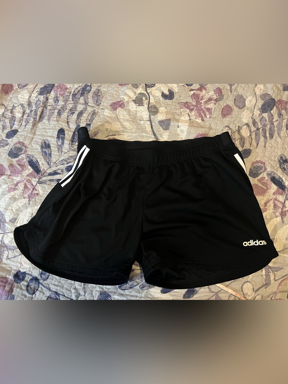 adidas Black Athletic Shorts with White Side Stripes